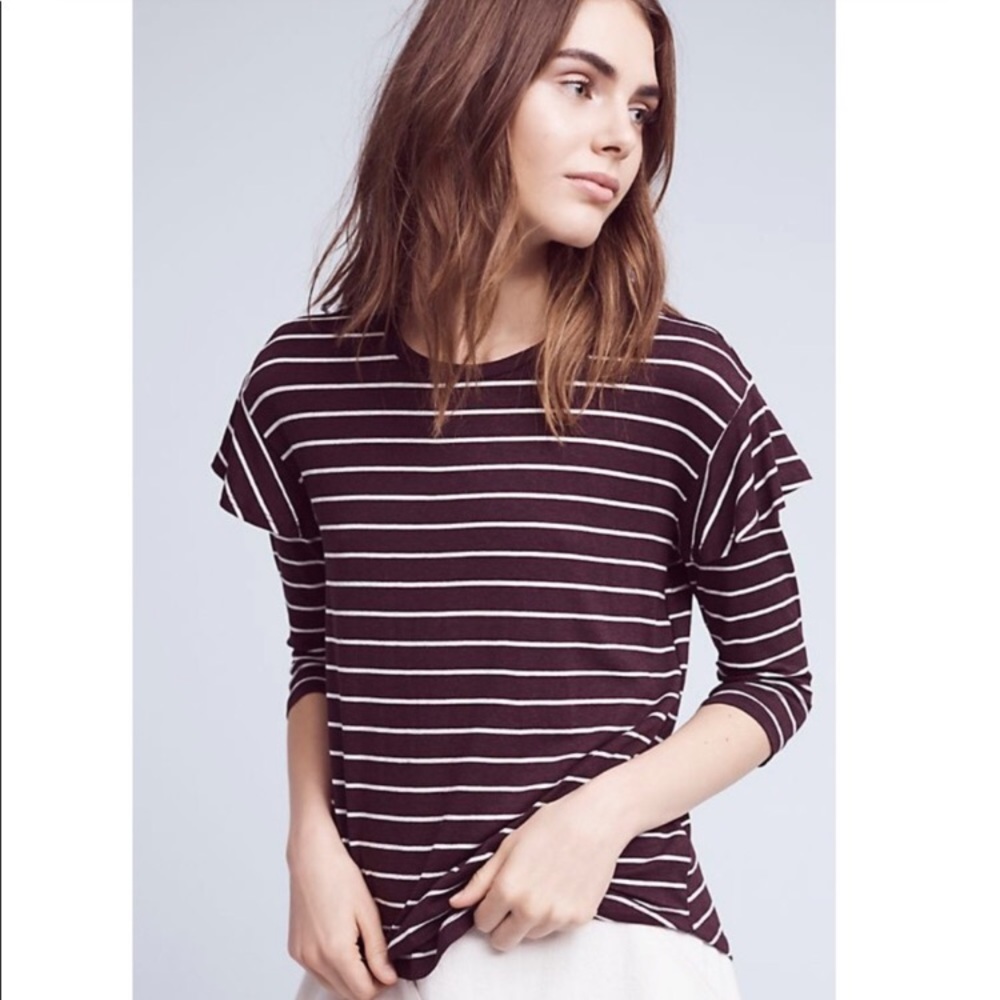 Anthropologie Dolan Binny Striped Ruffle Top XS